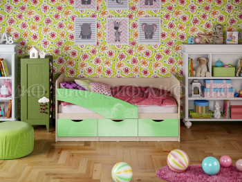 Кровать Бабочки 1,6м (Салатовый металлик) в Чернореченском - chernorechenskij.mebel54.com | фото