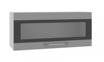 Норд ШВГС 800 Шкаф верхний горизонтальный со стеклом (Софт черный/корпус Белый) в Чернореченском - chernorechenskij.mebel54.com | фото