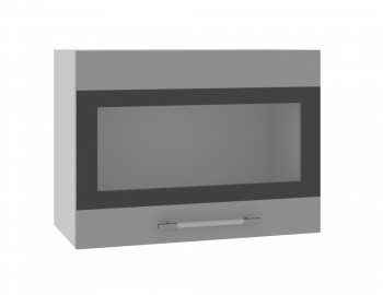 Ройс ВПГСФ 600 Шкаф верхний горизонтальный со стеклом с фотопечатью высокий (Графит софт/корпус Серый) в Чернореченском - chernorechenskij.mebel54.com | фото