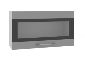 Ройс ВПГСФ 800 Шкаф верхний горизонтальный со стеклом с фотопечатью высокий (Графит софт/корпус Серый) в Чернореченском - chernorechenskij.mebel54.com | фото