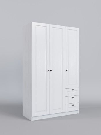 Шкаф 3-х створчатый с ящиками Классика (Белый/корпус Выбеленное дерево) в Чернореченском - chernorechenskij.mebel54.com | фото