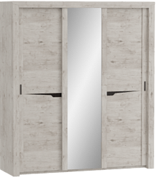 Шкаф трехдверный Соренто с раздвижными дверями Дуб бонифаций/Кофе структурный матовый в Чернореченском - chernorechenskij.mebel54.com | фото